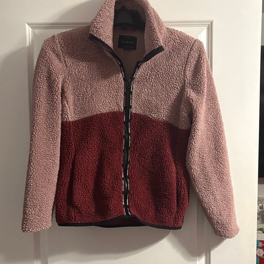 Lucky Brand  Pink and Red Teddy Jacket